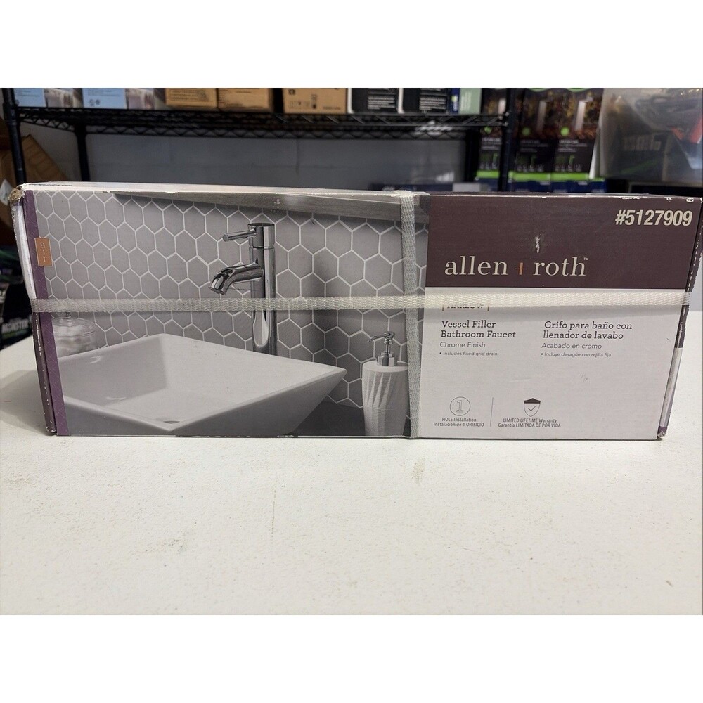 New Allen + Roth Harlow Silver Chrome Vessel 1-Handle WaterSense Bathroom Faucet